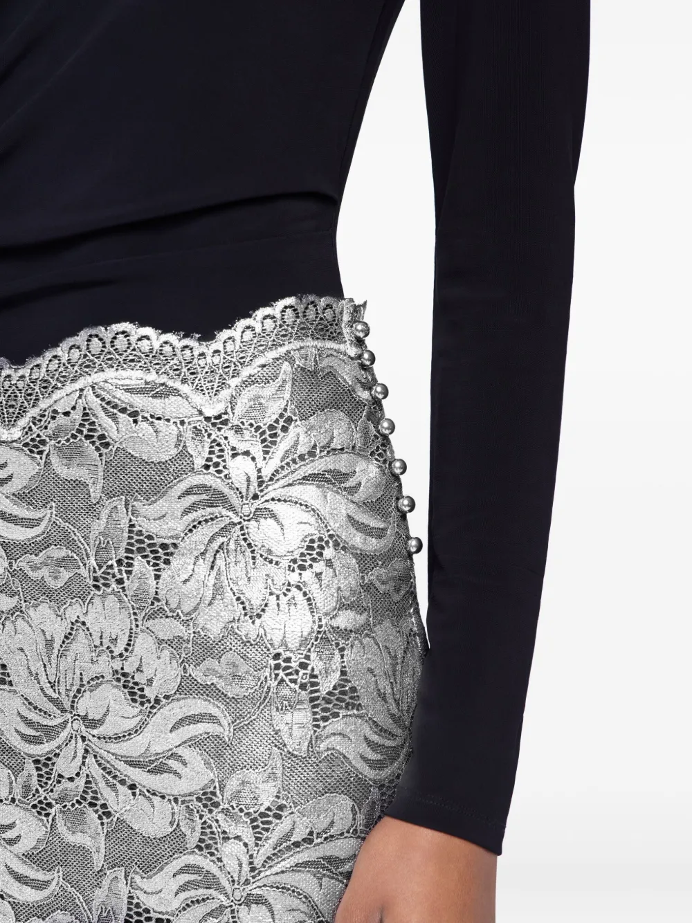 Rabanne Midi-rok met bloemenkant Grijs