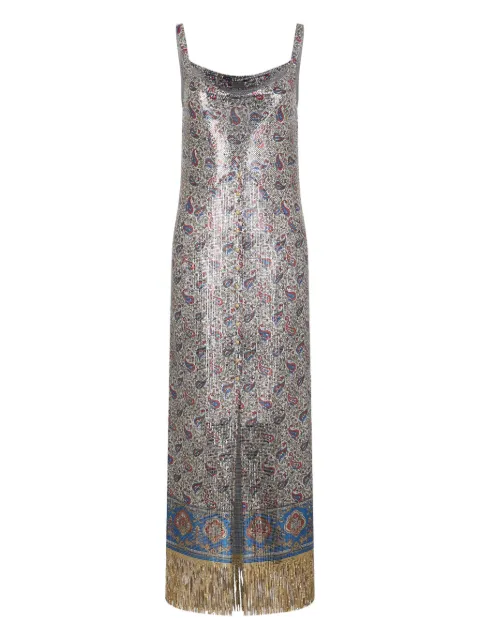 Rabanne fringed paisley-printed slip dress