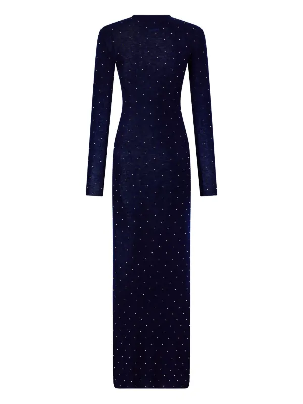 Rabanne Beaded long-sleeve Gown | Blue | FARFETCH UK