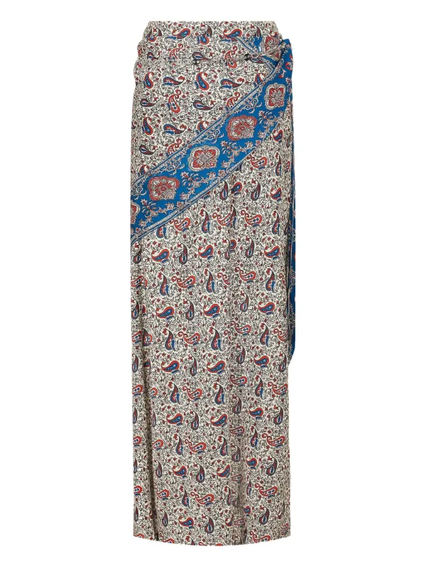 Rabanne paisley-print Wrap Skirt | Blue | FARFETCH