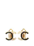 CHANEL Pre-Owned 2003 Gold Plated CC Faux Pearl and Rhinestones Clip On Earrings costume earrings