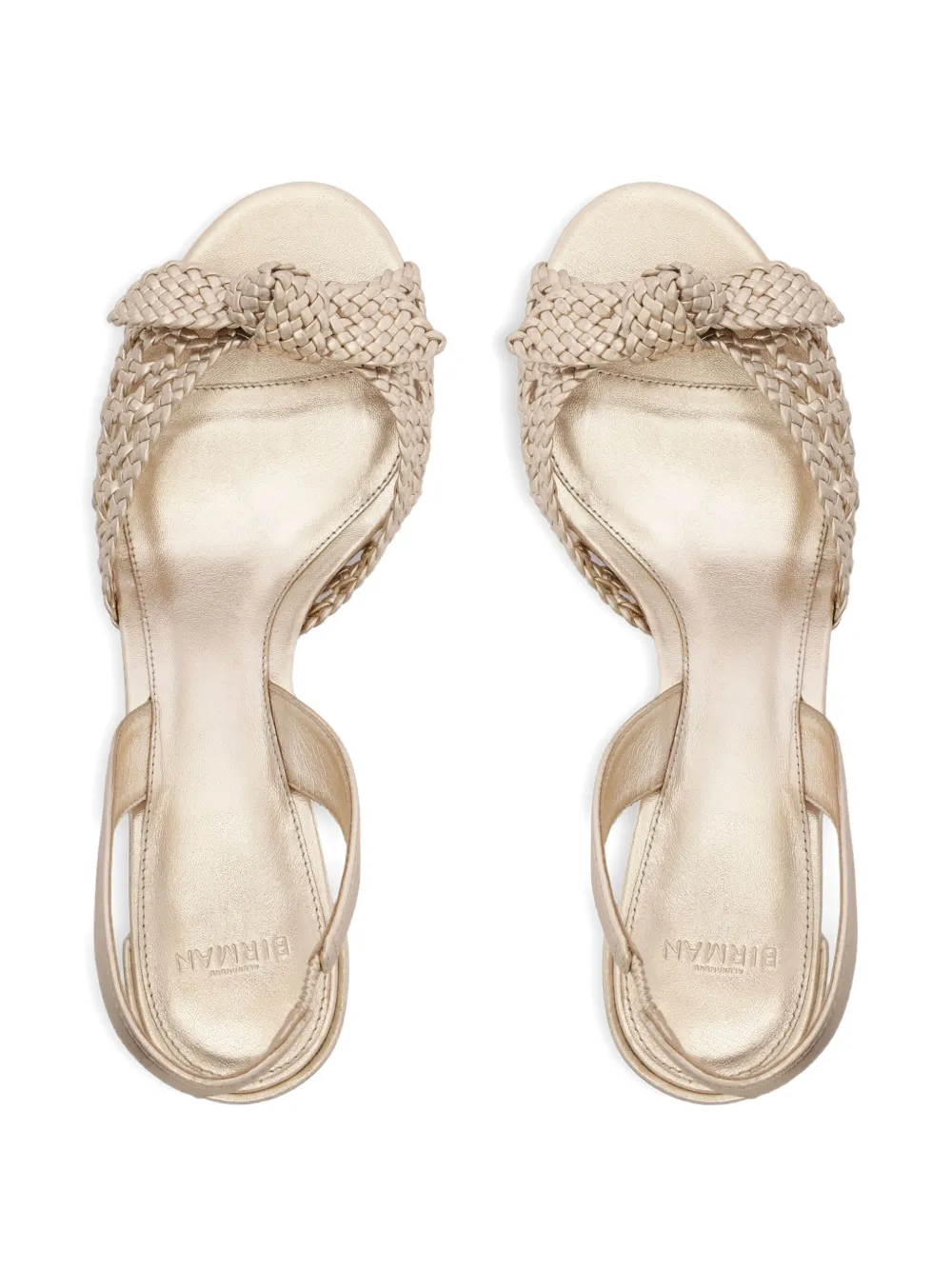 Alexandre Birman Easy Clarita Tresse Block Heel Slingback Sandal In Gold