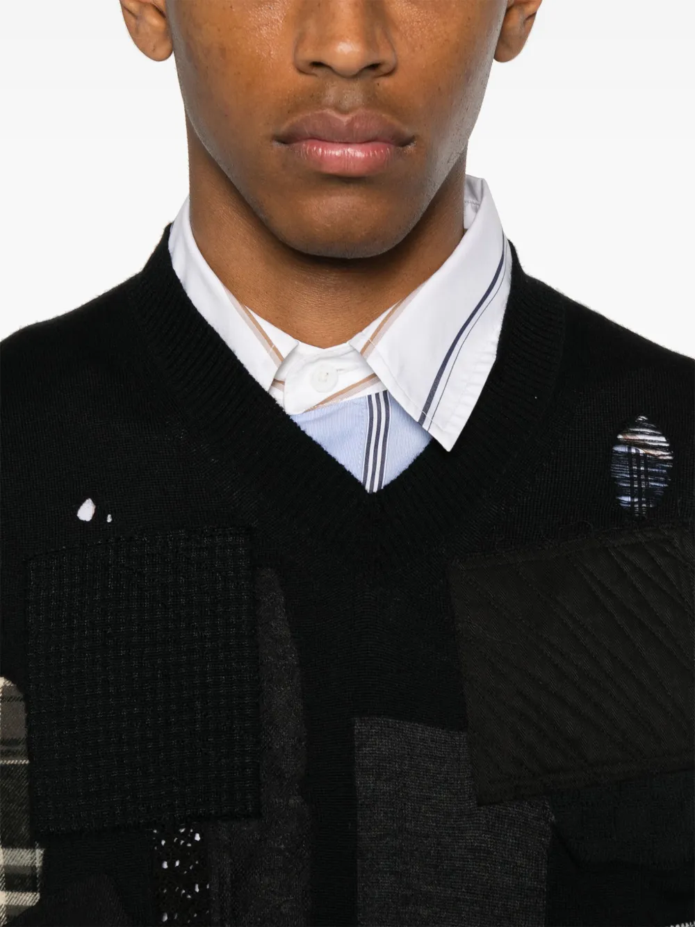 Junya Watanabe MAN Top met patchdetail Zwart