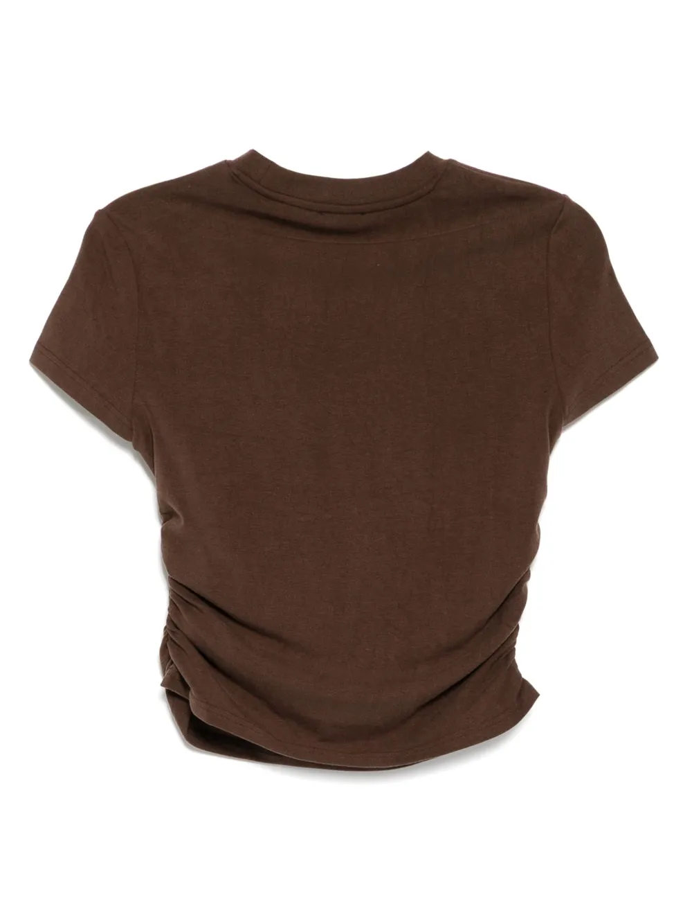 tout a coup Top met geborduurd logo en ronde hals Bruin
