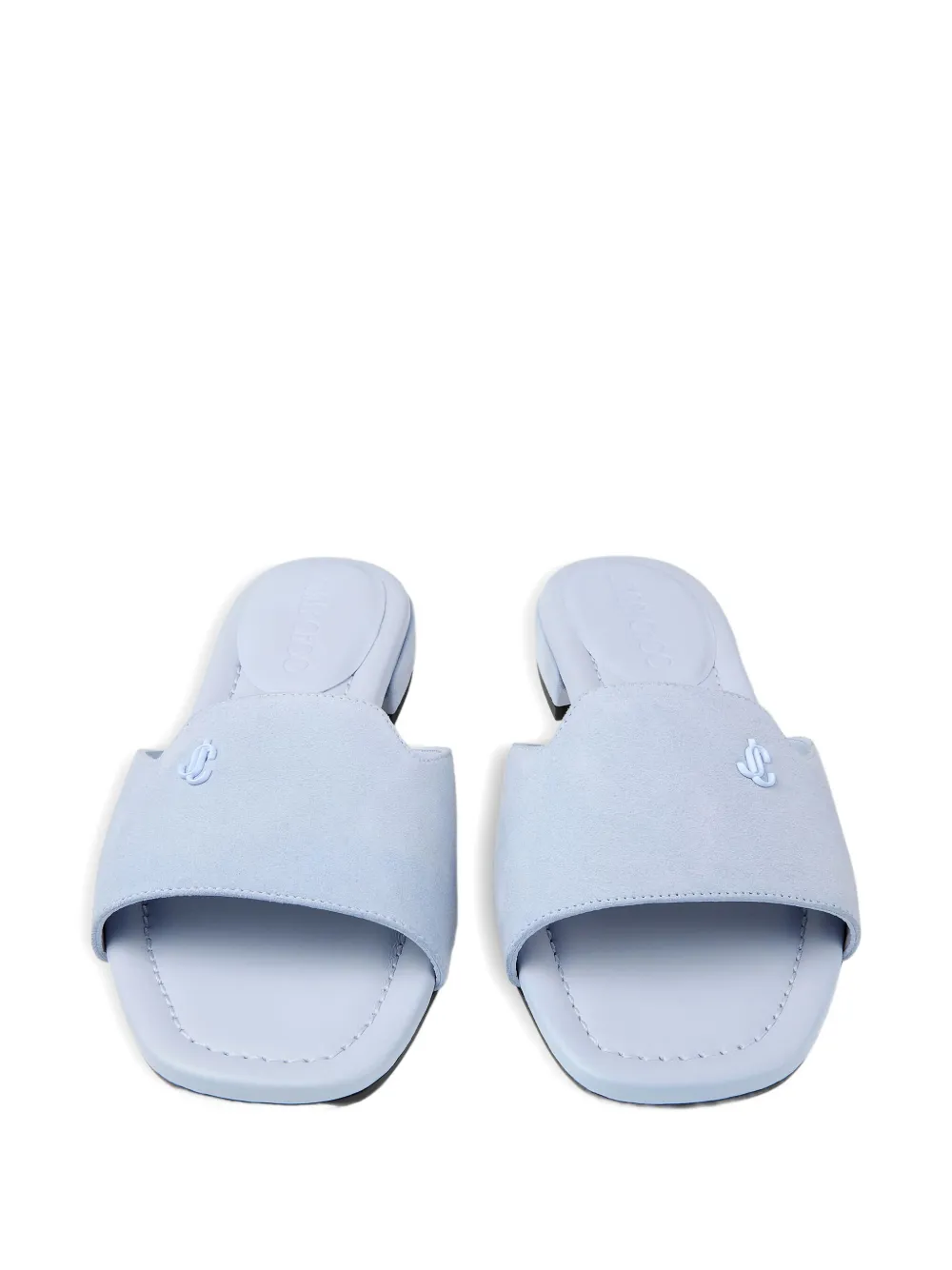 Jimmy Choo Dina logo-embellished suede flat sandals Blue