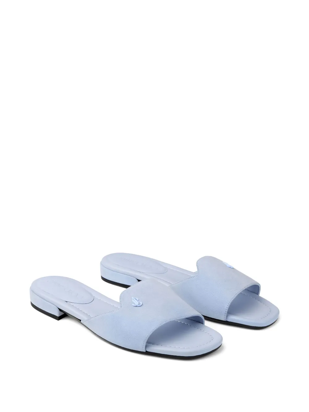 Jimmy Choo Dina logo-embellished suede flat sandals Blue