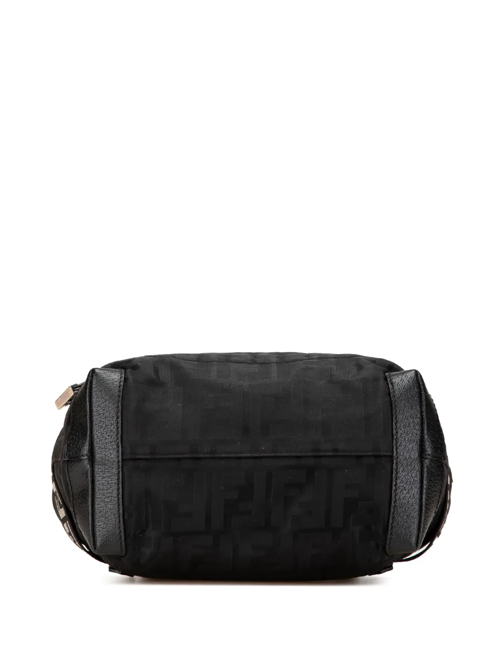 Pre-owned Fendi 2000-2010 Zucca Nylon Zip Code Handbag In Black