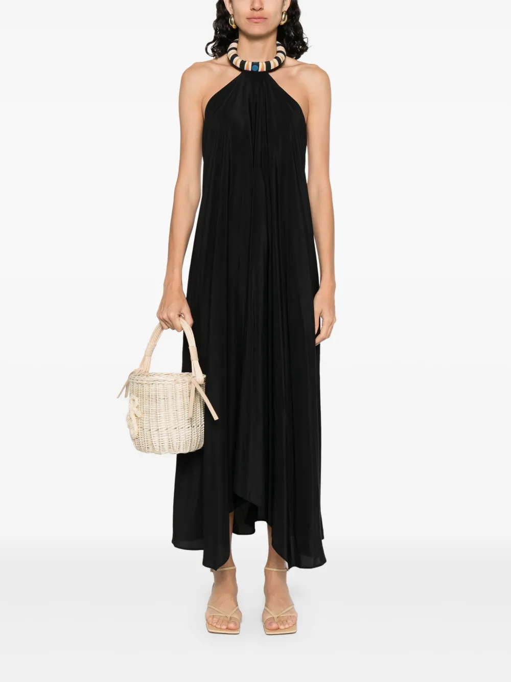 Volantis pleated midi dress - Zwart
