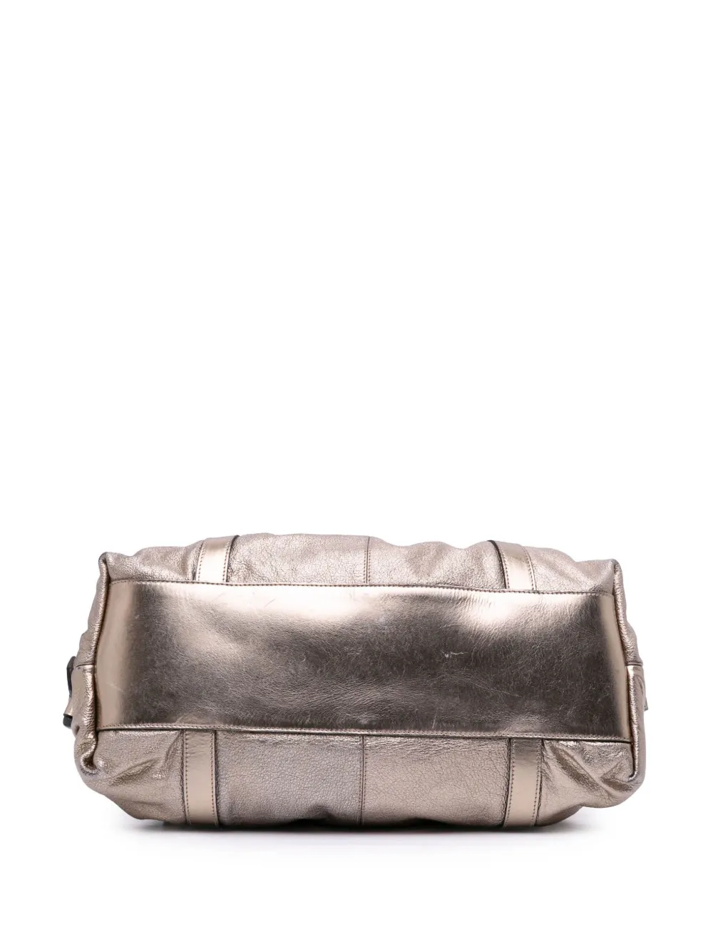 Pre-owned Burberry 2000-2017 Small Metallic Calfskin Curzon Satchel In Gold