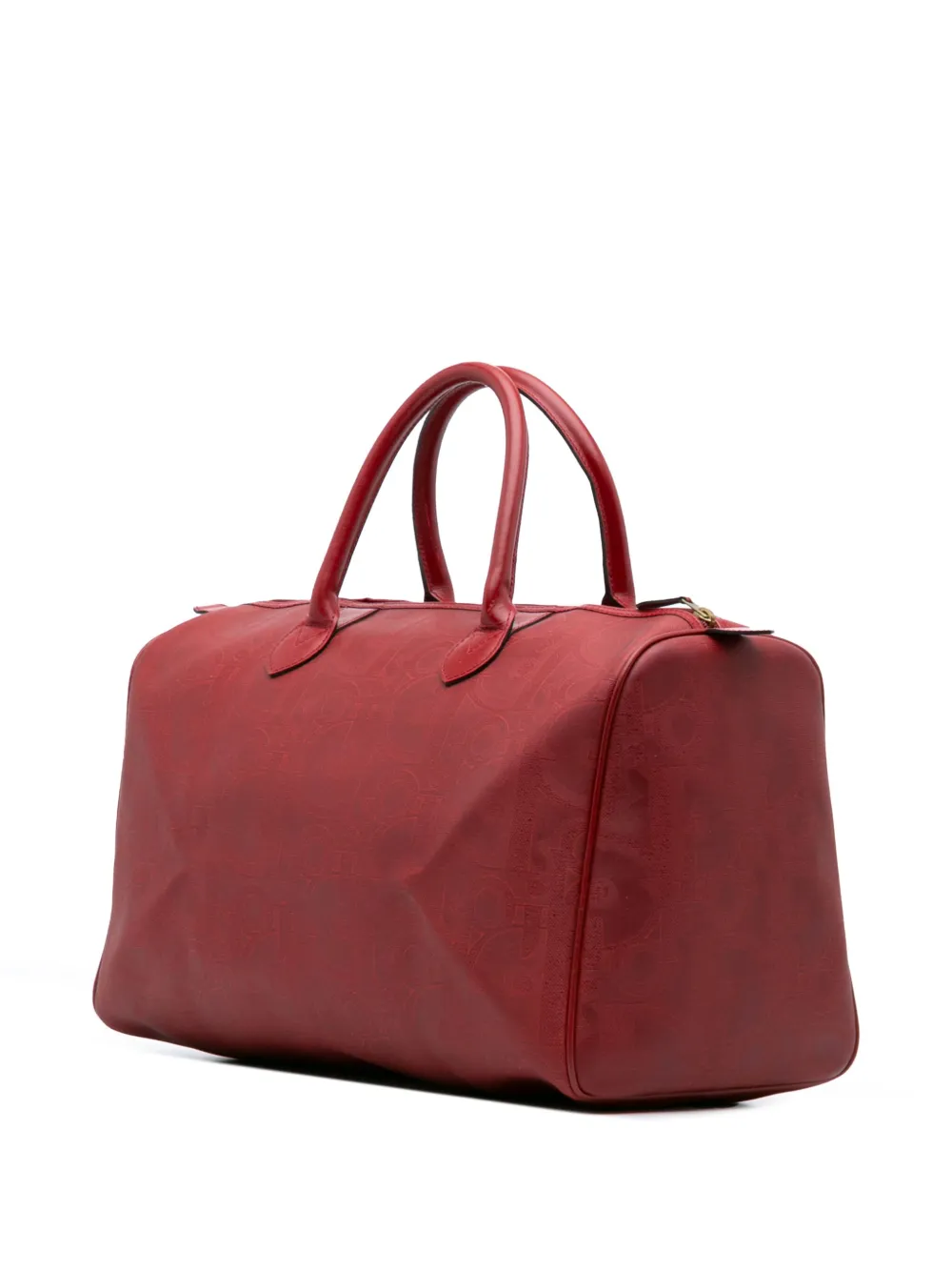 Pre-owned Dior 20th Century Issimo Trotter Coated Canvas Travel Bag In Red