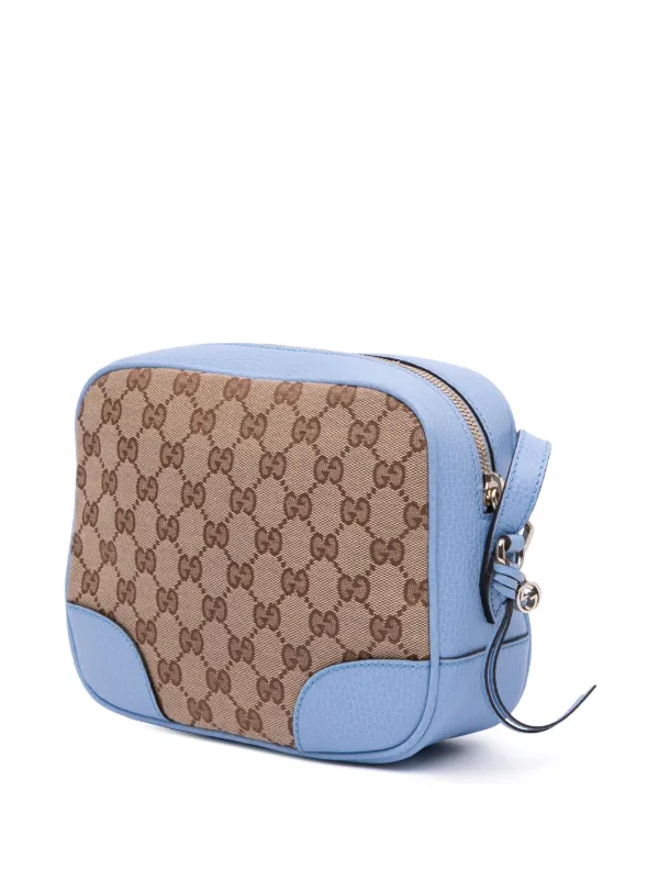 GUCCI ボディバッグ GGキャンバス レザーブルー