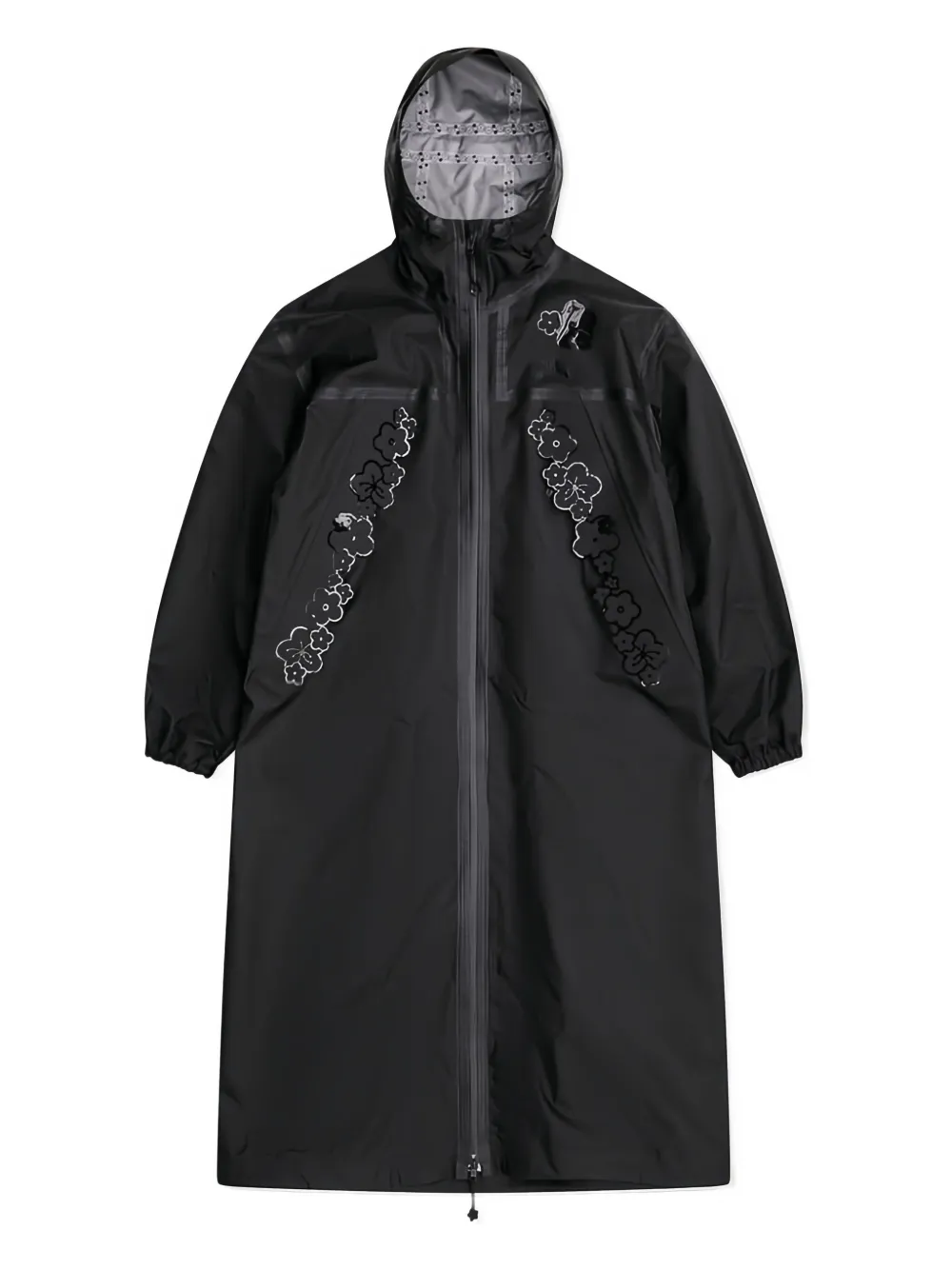 Cecilie Bahnsen flower-embellishment hooded raincoat | Black | Image 1
