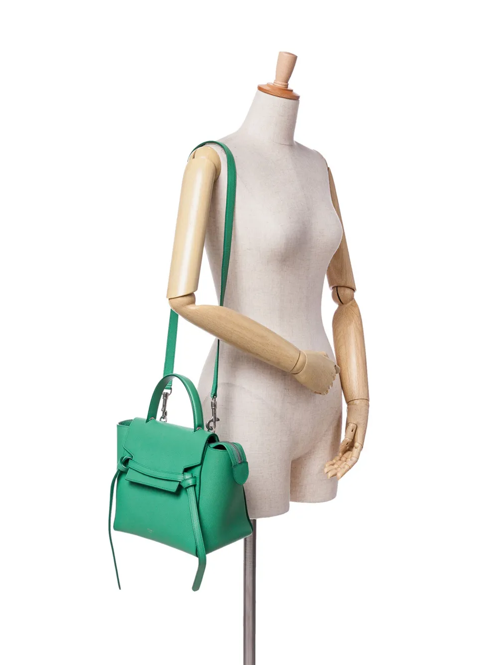 Pre-owned Celine 2017 Mini Grained Calfskin Belt Bag Satchel In Green