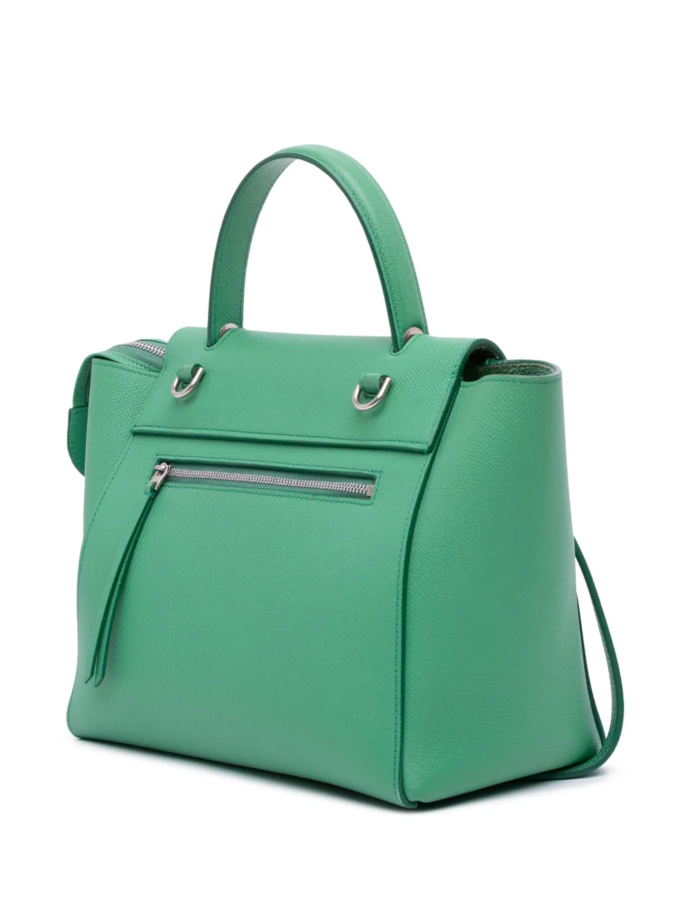 Pre-owned Celine 2017 Mini Grained Calfskin Belt Bag Satchel In Green