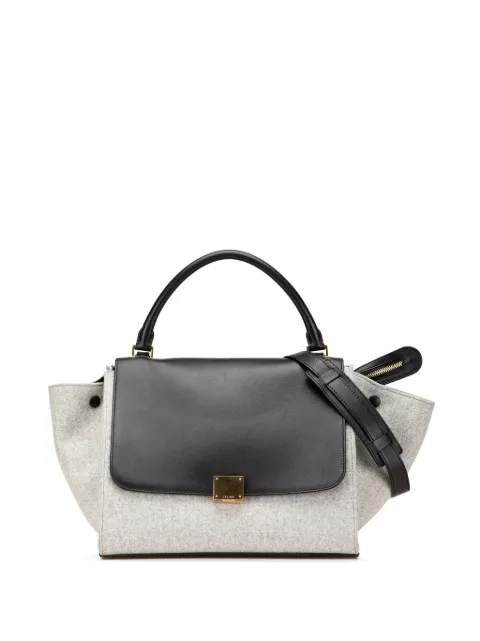 Céline Pre-Owned 2013 Medium Wool and Calfskin Bicolor Trapeze satchel