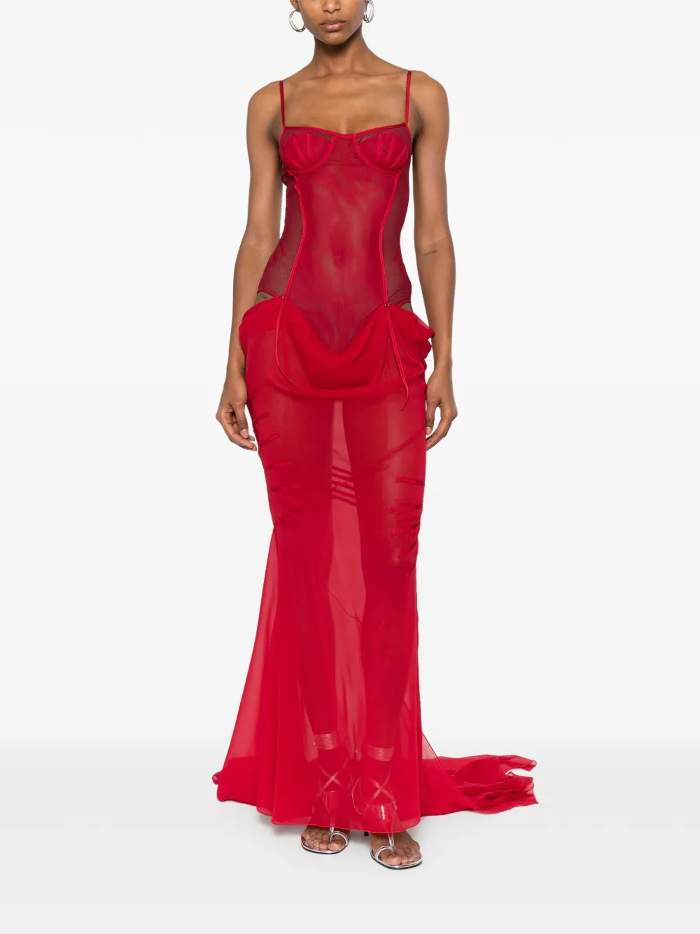 The Attico Bustier jurk met uitgesneden details - Rood