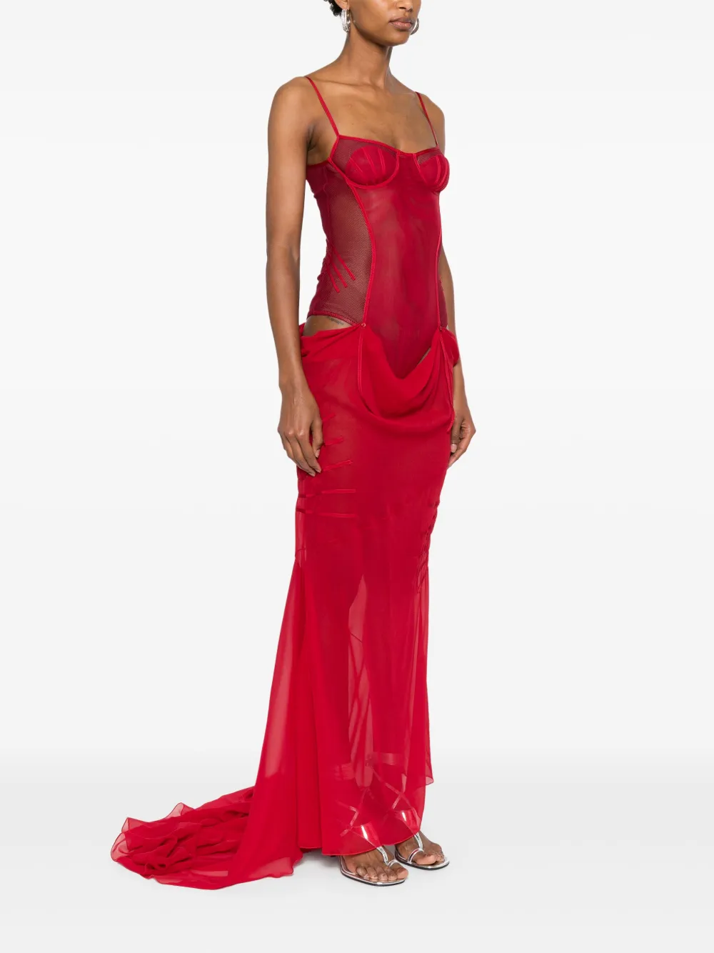 The Attico Bustier jurk met uitgesneden details Rood