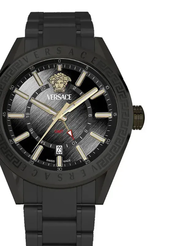 Versace V-Code GMT 42mm | Black | FARFETCH