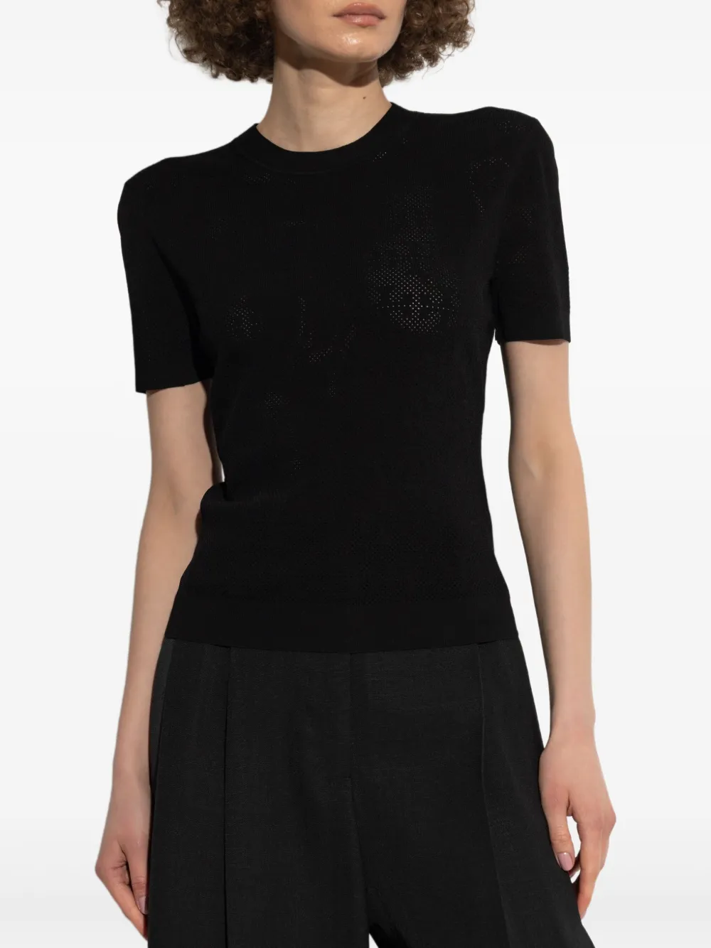 Tory Burch Gebreide top met geperforeerd detail Zwart