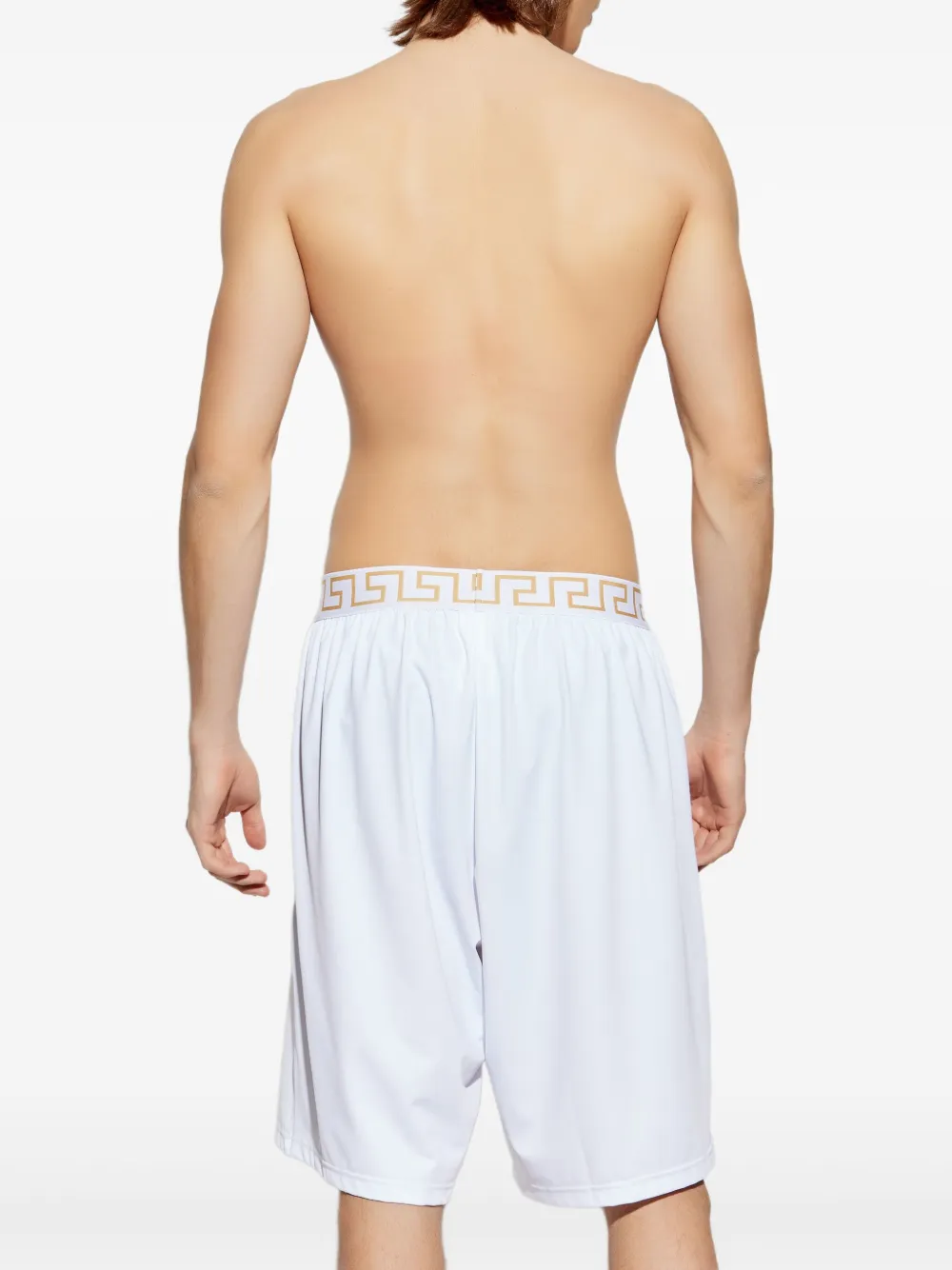 Versace Zwembroek met Greca tailleband Wit
