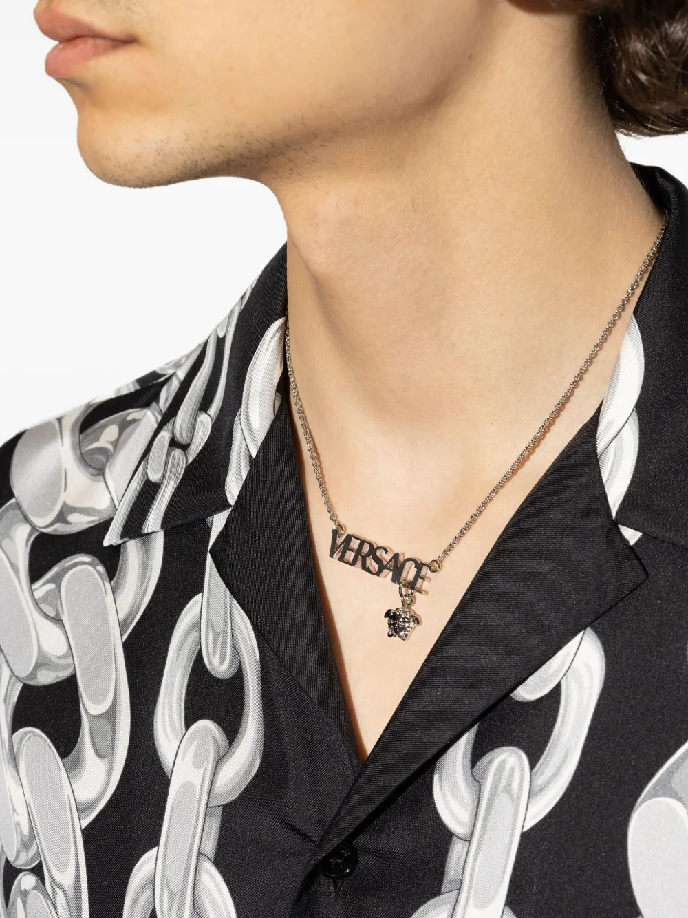 VERSACE LOGO-LETTERING NECKLACE 