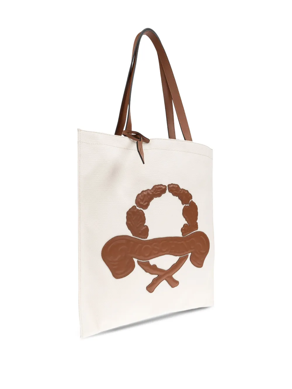 Moschino Schoudertas met logo-reliëf Beige