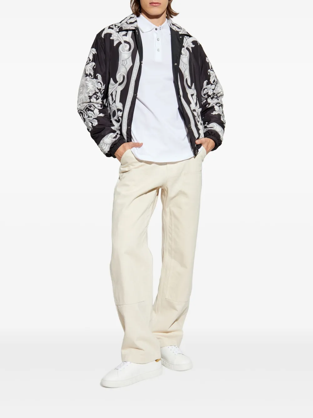 Versace logo-patch utility trousers - Beige