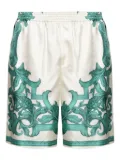 Versace baroque print silk shorts - White