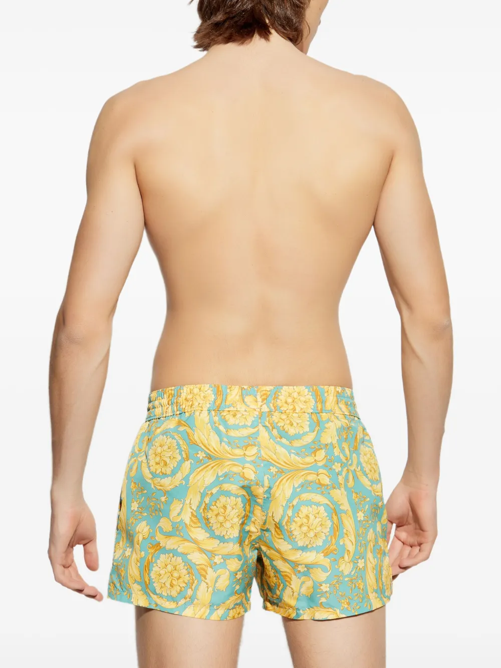 Versace Zwembroek met barokprint Geel