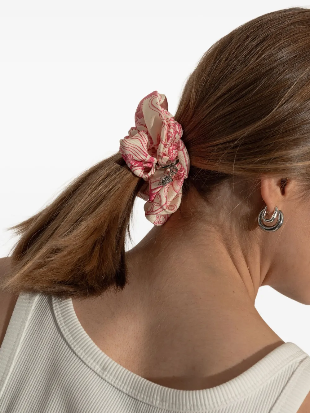 Versace Satijnen scrunchie Roze