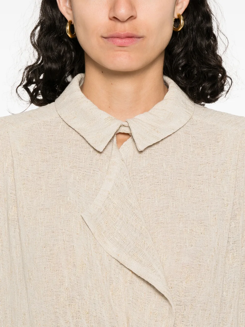 Giorgio Armani Shirt met ruches Beige