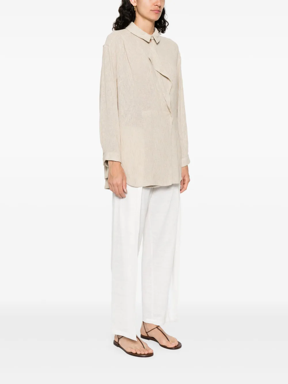 Giorgio Armani Shirt met ruches Beige