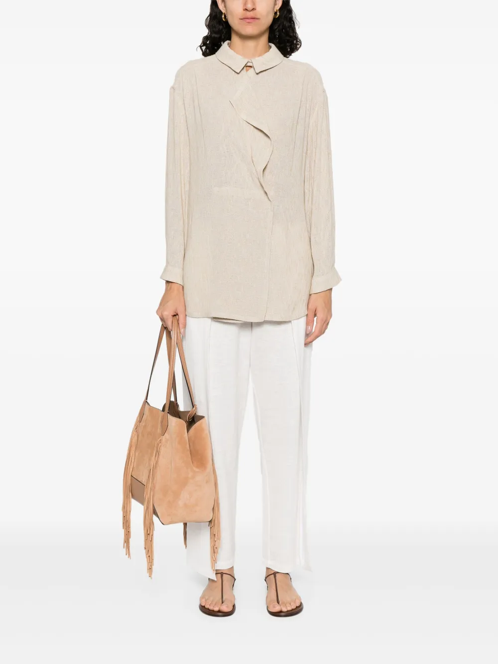 Giorgio Armani Shirt met ruches - Beige