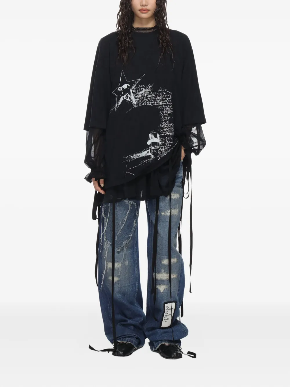 Ann Demeulemeester Straight jeans met geribbeld detail - Blauw