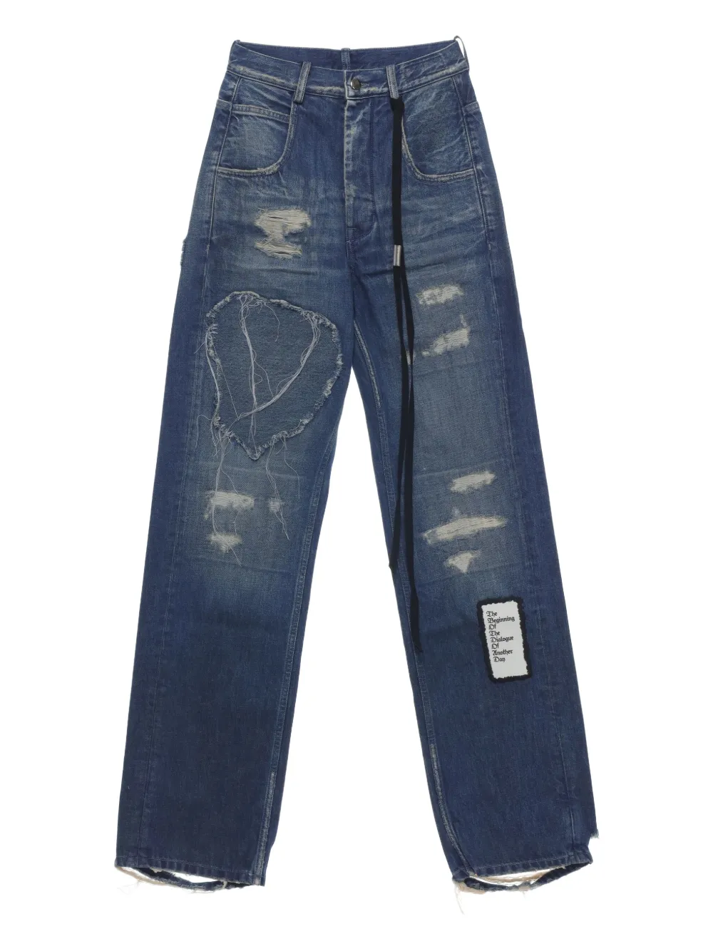 Ann Demeulemeester ripped-detailing straight jeans | Blue | Image 1