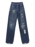 Ann Demeulemeester ripped-detailing straight jeans - Blue