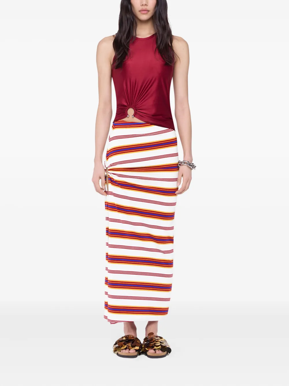 Rabanne striped draped skirt - Wit