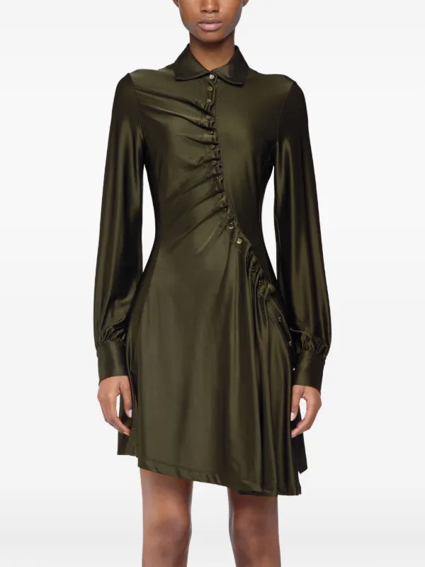 green emerald velvet dress Green Button Down Sequin Shirt Dress main image 0