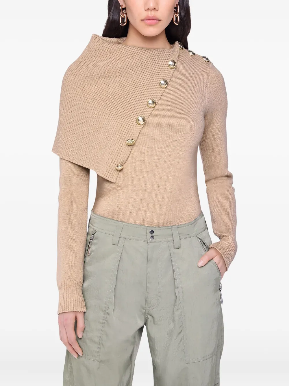 RABANNE ASYMMETRIC RIBBED SWEATER