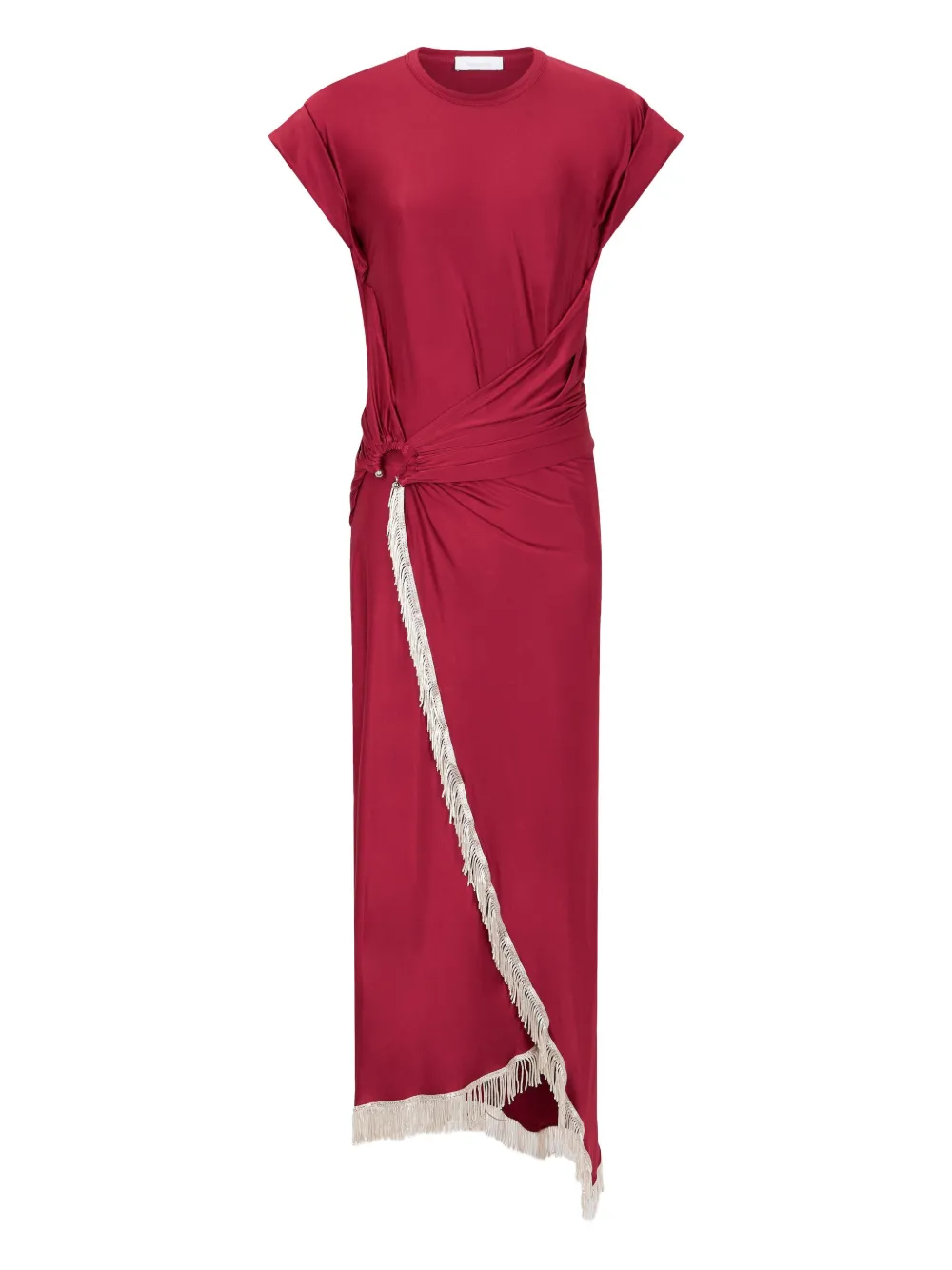 fringe-detailed gathered dress