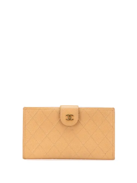CHANEL Pre-Owned 1996-1997 CC Quilted Caviar Stitched French Wallet long wallets