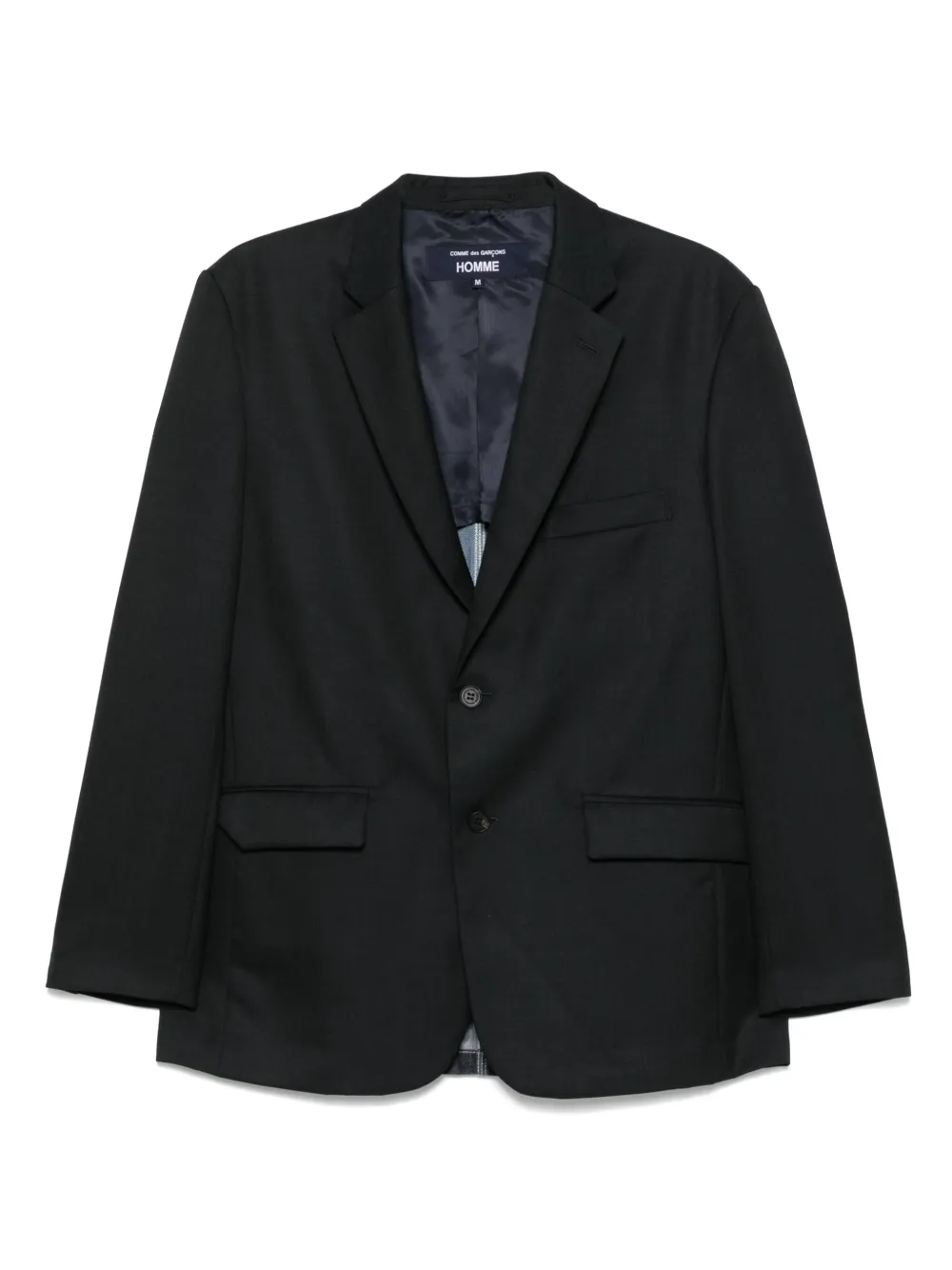 denim-panel blazer