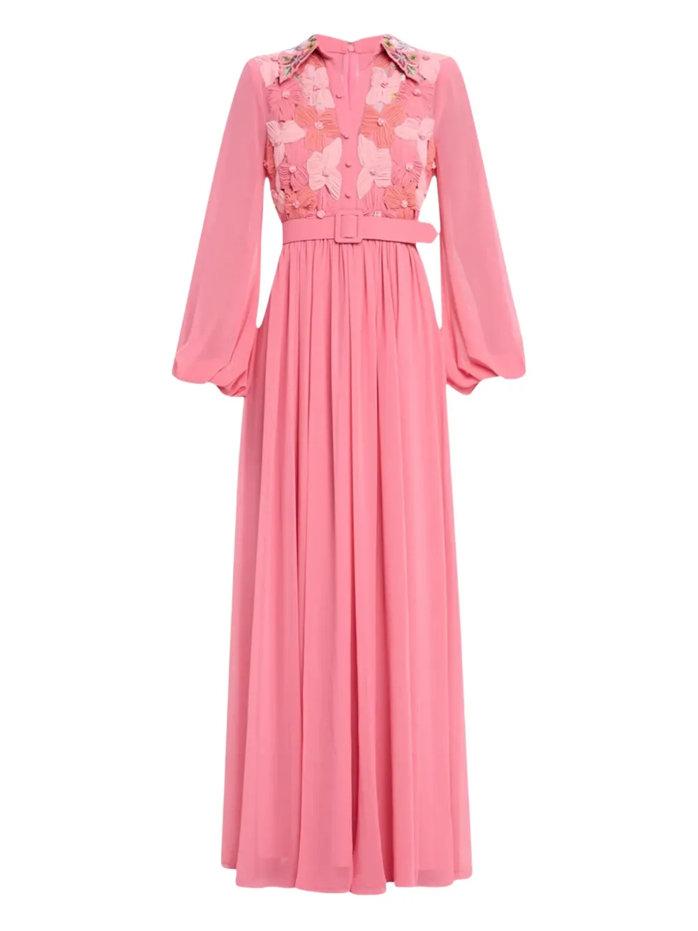 Badgley Mischka Jurk met geborduurde bloemen Roze