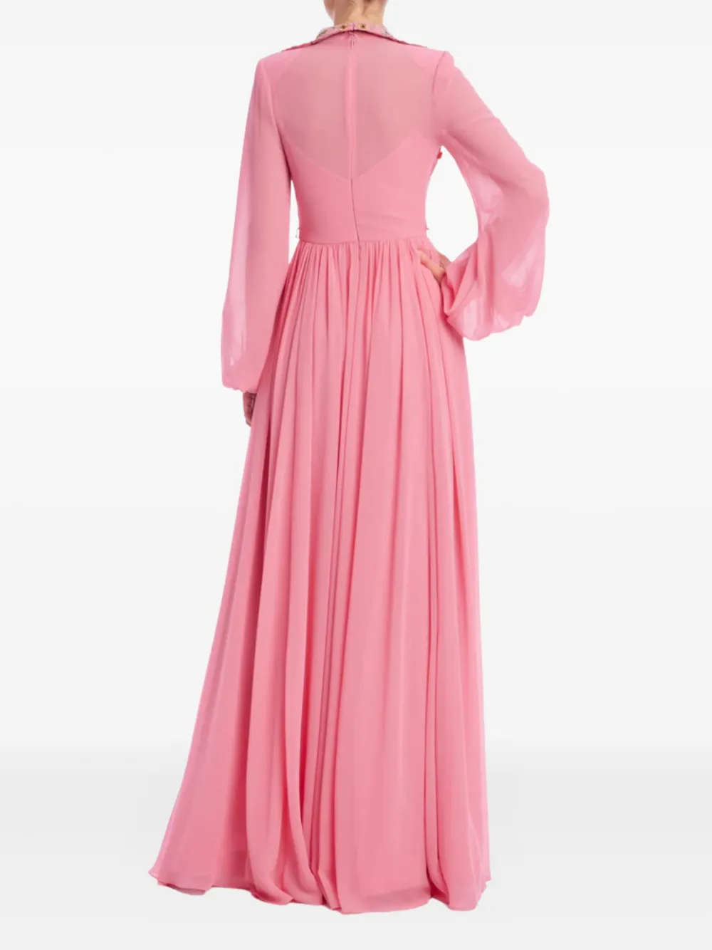 Badgley Mischka Jurk met geborduurde bloemen Roze