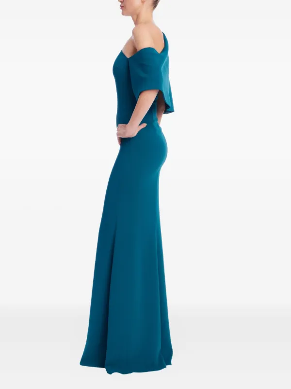 badgley mischka dress blue Mikado Bow Gown