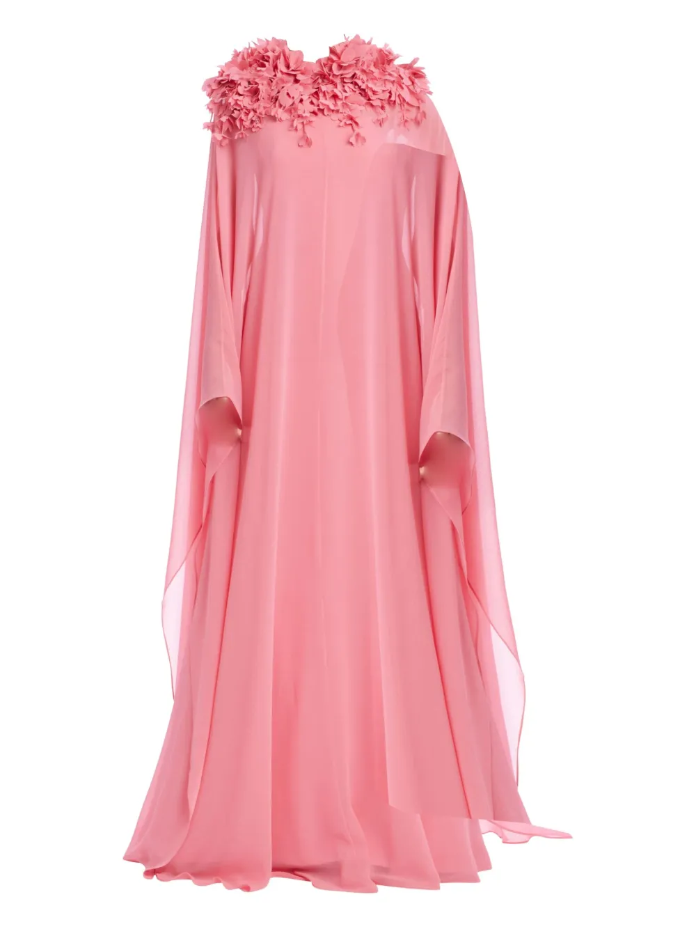 Badgley Mischka Floral-embellished Cape Dress