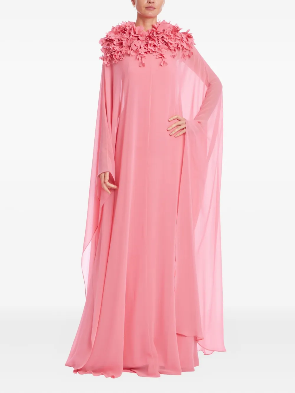 Badgley Mischka Jurk met cape en bloemenprint - Roze