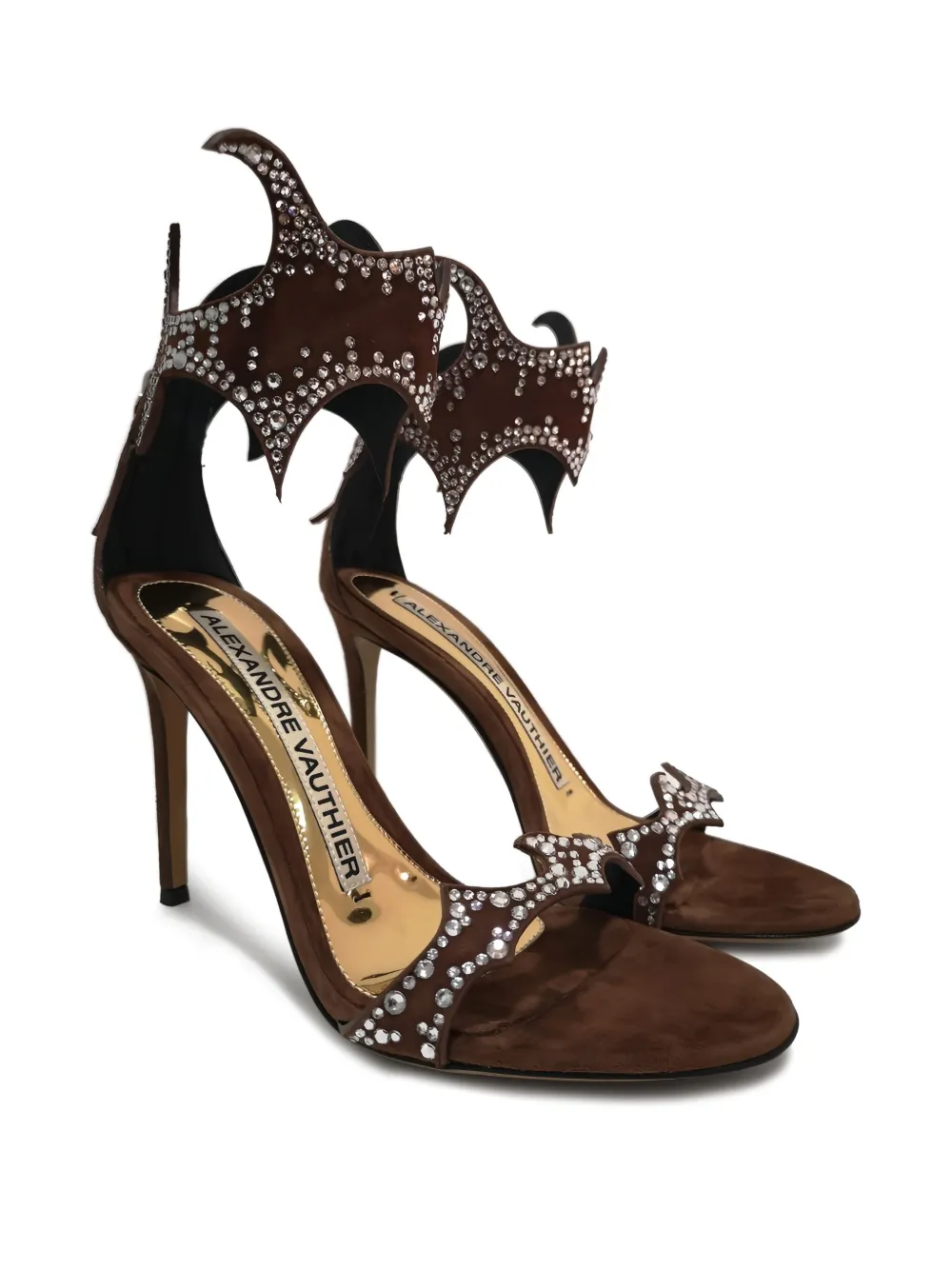 Alexandre Vauthier 105mm crystal-embellished sandals Brown