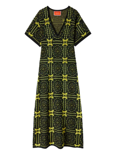 La DoubleJ geometric-embroidered midi dress