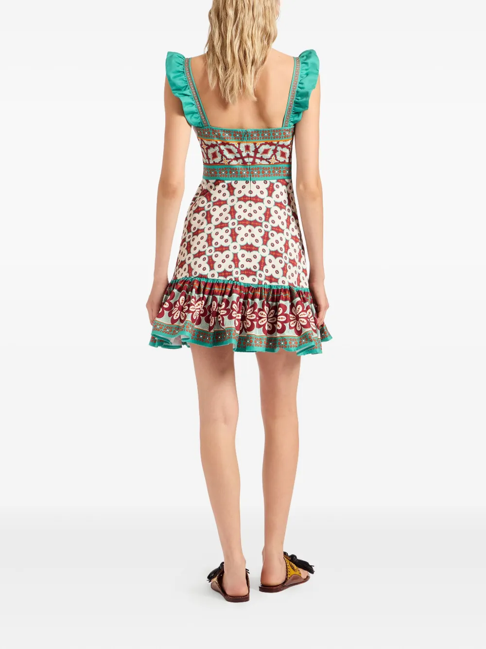 La DoubleJ Gingerbread ruffled printed mini dress Beige